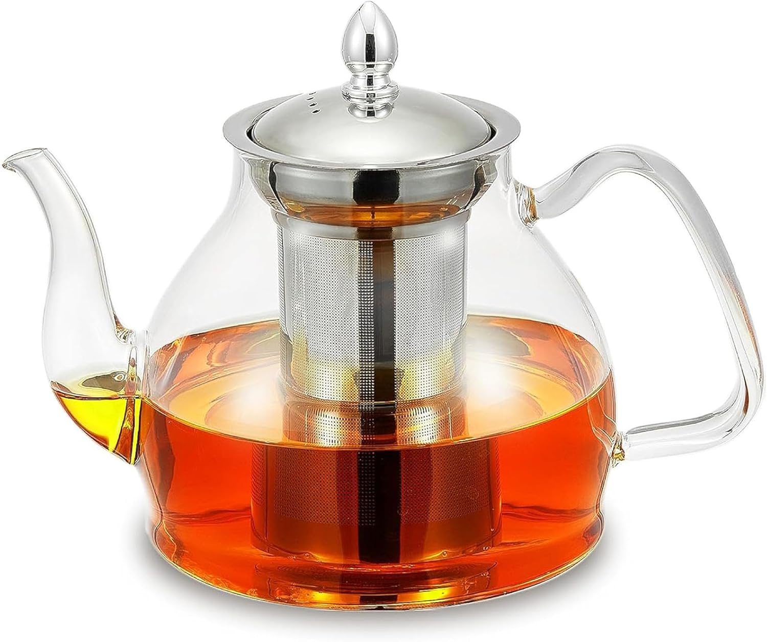 1200Ml Glass Teapot, 40Oz Stovetop Safe Tea Steeper Glass Kettle with Removable Stainless Steel Infuser for Blooming Tea & Loose Leaf Tea