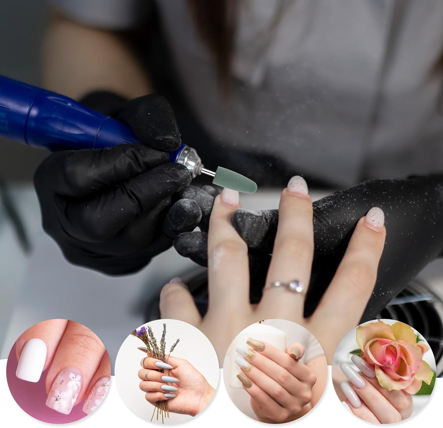 Nail Drill Bit Set, 10 Pcs Russian Manicure Drill Bits Mini Sanding Bands for Nail Drills Diamond Nails Drills Bits Professional Cuticle Removal Bit Rotary Burrs Diamond Manicure Set for Home Salon image number 5