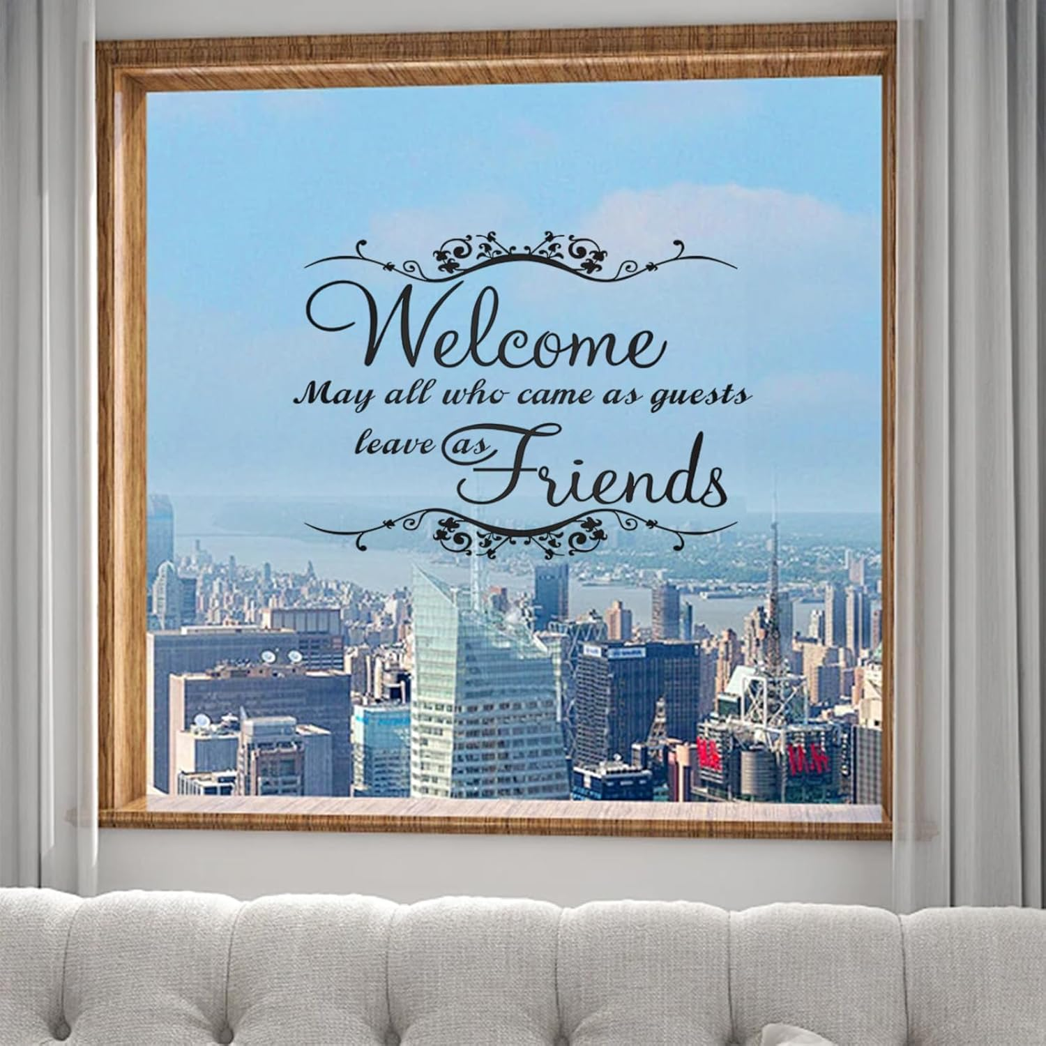 Sgphrzlt Welcome May All Who Came as Guests Leave as Friends Wall Decals, Large Vinyl Peel and Stick Quote Sayings Home Decor, Removable Art Lettering Stickers for Bedroom Living Room Office image number 4