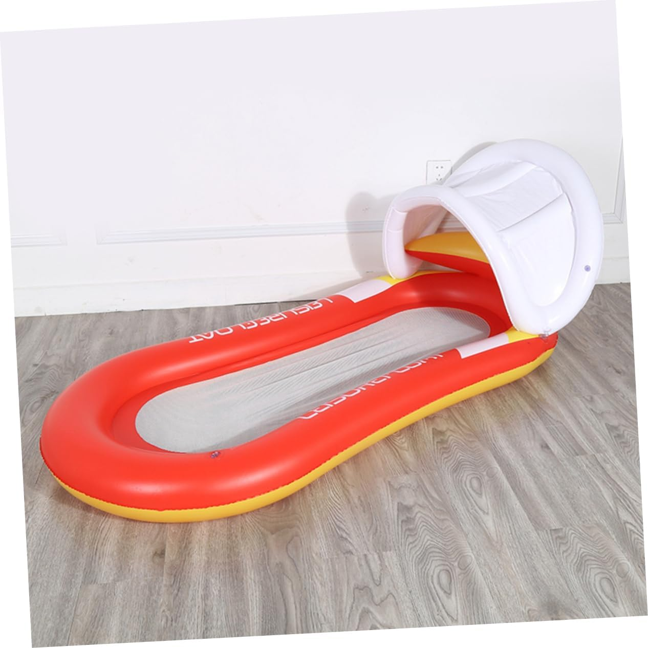 ERINGOGO Inflatable Floating Bed and Water Hammock for Adults 160X90Cm Orange PVC Recliner with Sunshade for Pool Relaxation and Floating