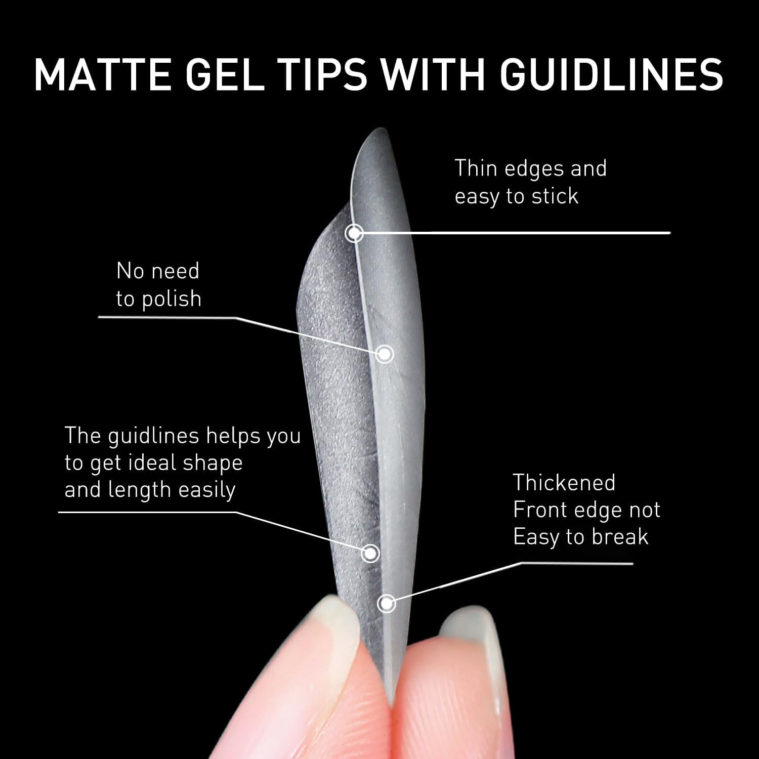 Beautilux Tips for Gel Nails, Pack of 300 with Guide Lines, Full Cover Nail Tips, 12 Sizes, Artificial for Nail Tips and Dual Nail Forms (FJP300-AL) image number 1