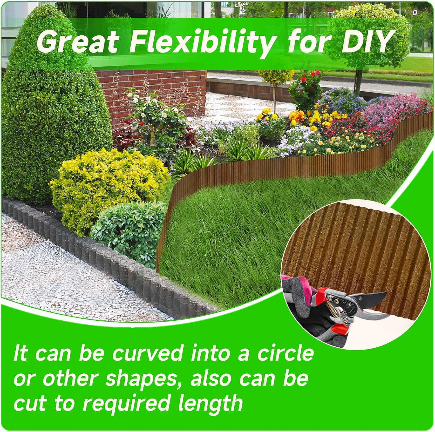 Corrugated Garden Edging,10"&times;20Ft Pre-Rusted Landscape Edging & Lawn Edging Border,Metal Garden Border for Flower Beds,Garden,Lawn,Raised Beds & Tree Surrounds image number 4