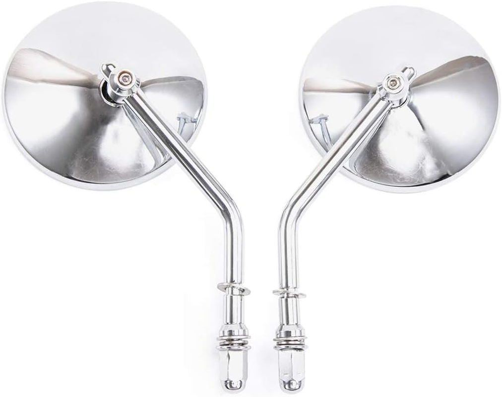 Motorcycle Rear View Mirror, Classic Retro 4 Inch Chrome round Handlebar Side Mirror with 8 Mm 10 Mm Screws and Metal Shafts for ATV Scooter Dirt Bike Cruiser image number 1
