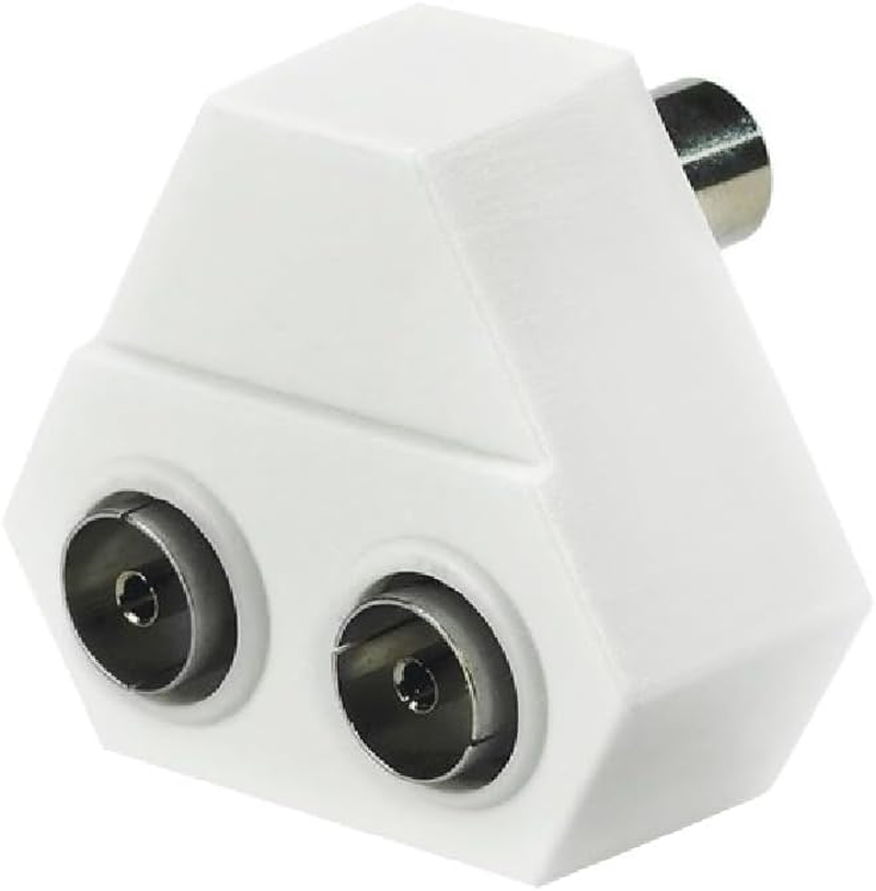 Sansai 2-Way Indoor 75Ohm Right Angle TV Antenna Signal Coaxial Splitter White