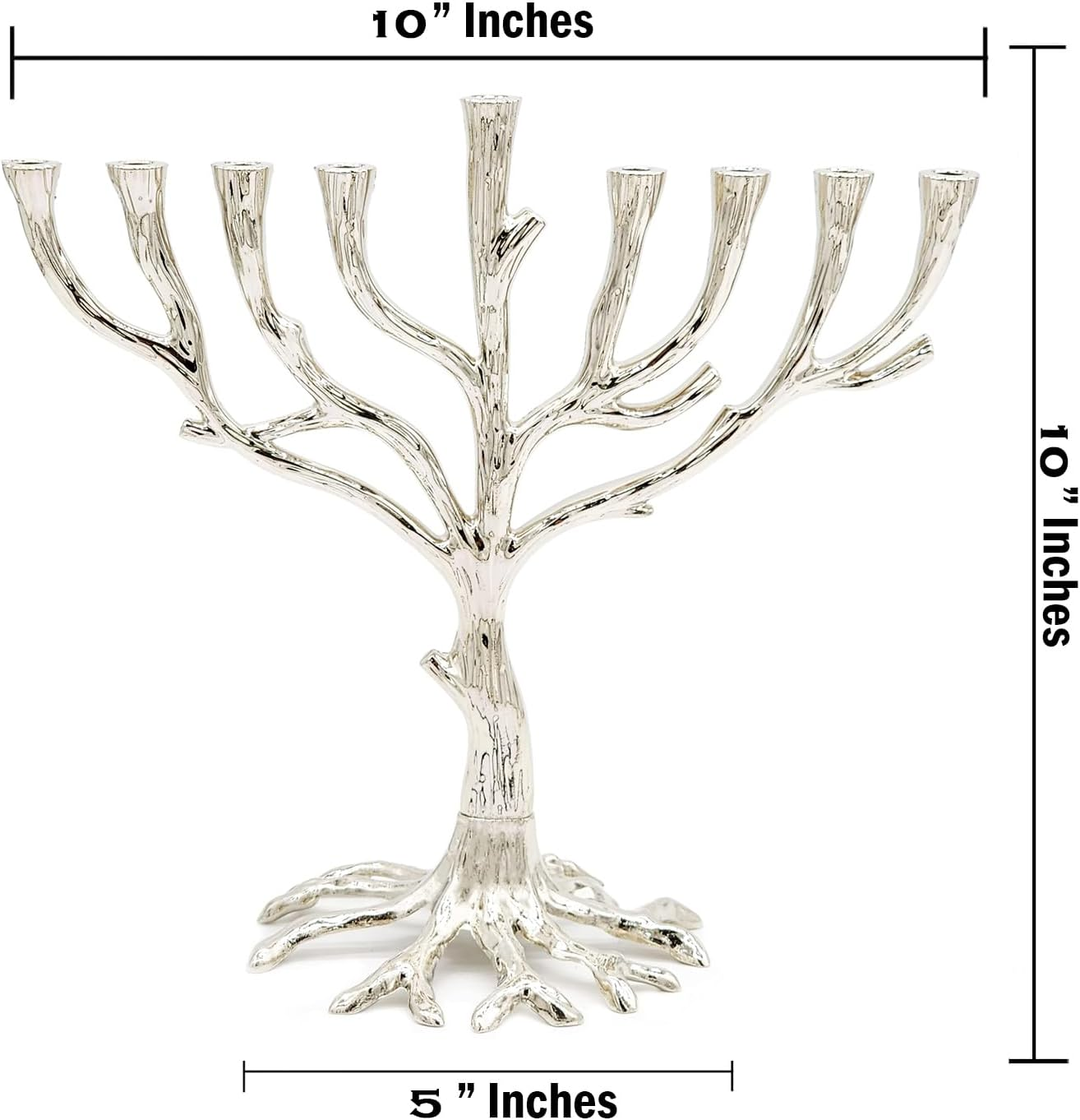 Menorah Tree of Life Rustic Nickel Finish for Hanukkah