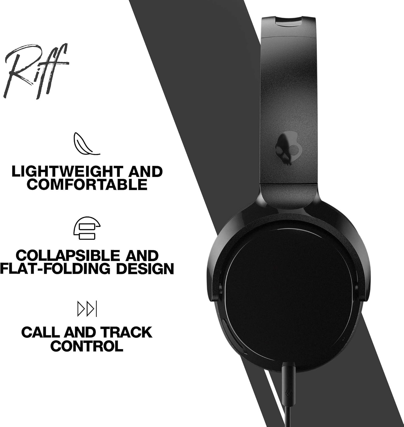 Skullcandy Riff On-Ear Wired Headphones, Black