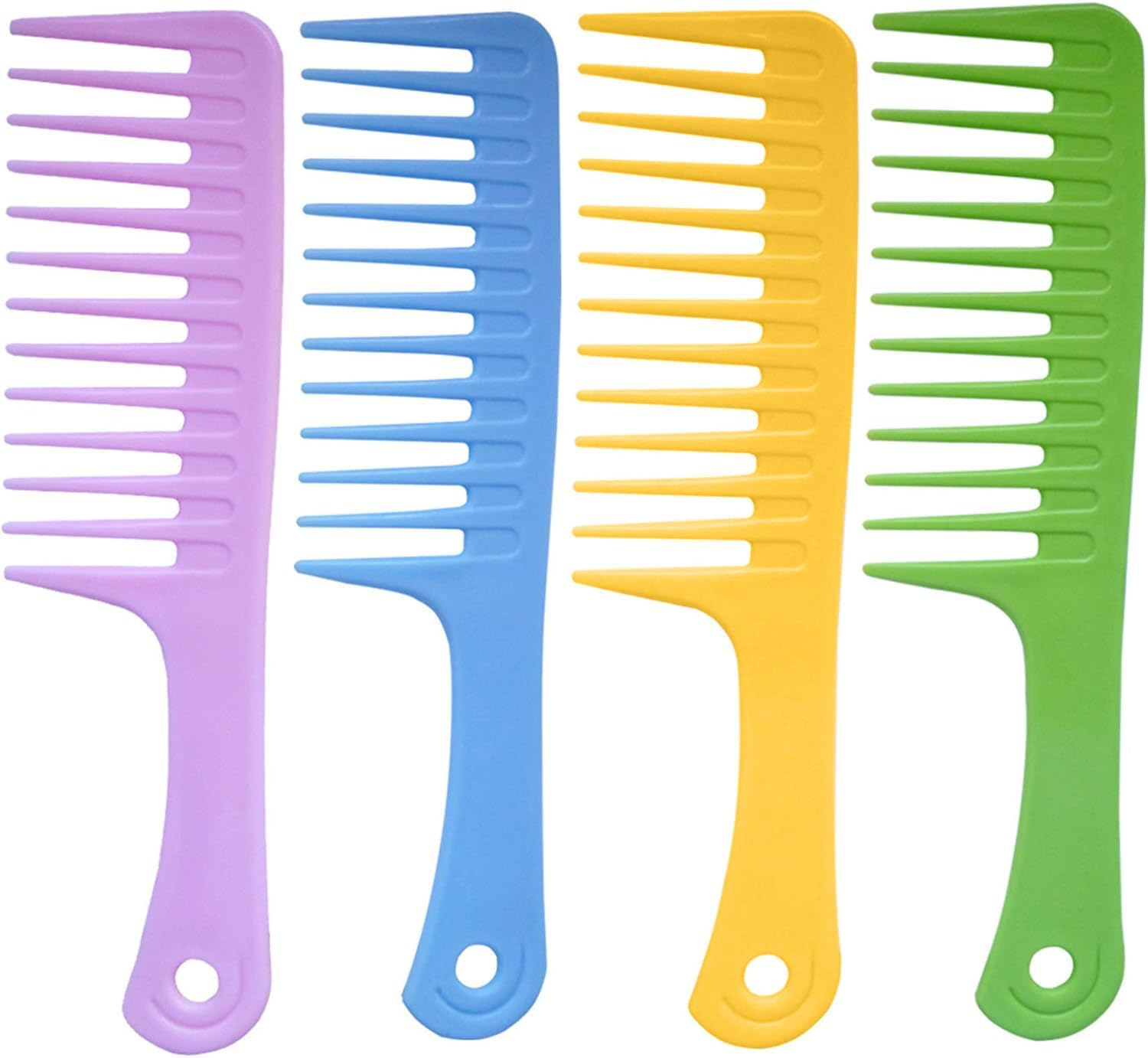 4 Pcs Wide Tooth Detangling Brush Set - Curl Comb, Styling Comb for Long, Wet or Curly Hair to Improve Blood Circulation (Multiple Colors, One Size) image number 2