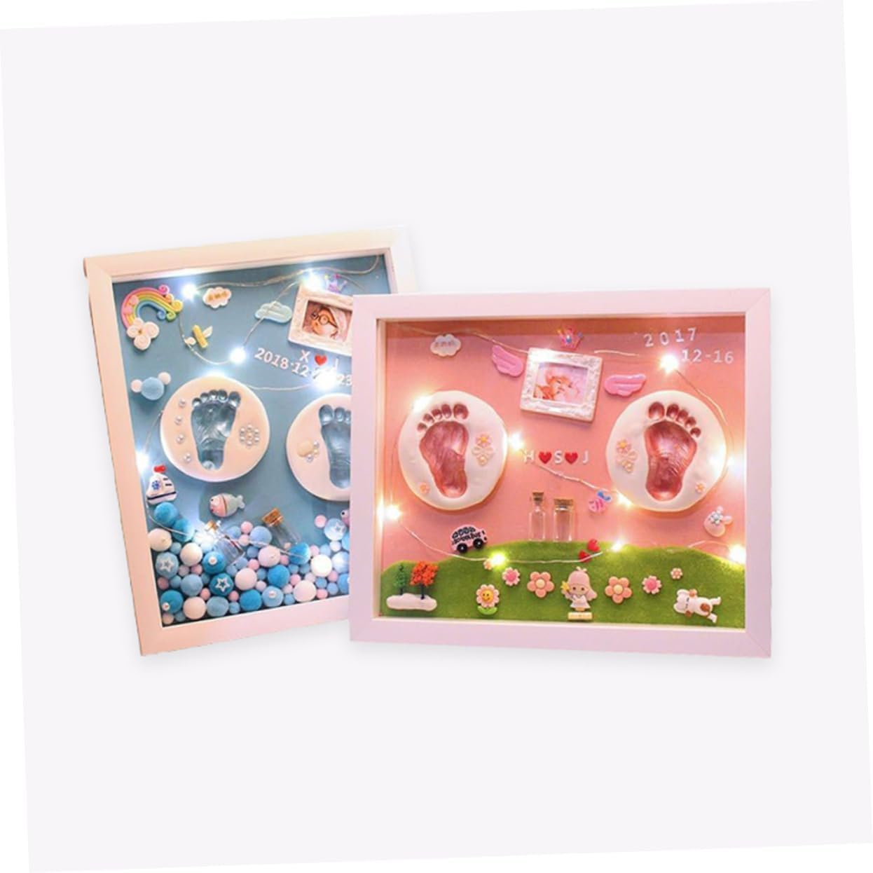 Unique Milestone Photo Frame Handprint Footprint Kit for Boy Girl Safe Material Shower Memory Keepsake image number 5
