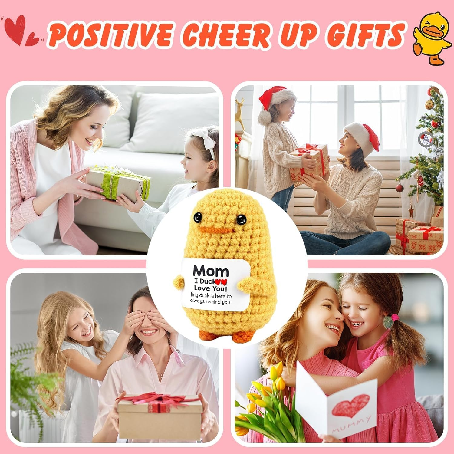Funny Support Duck Gifts for Mom &ndash; Handmade Crochet Knitted Positive Cute Doll for MOM Birthday Mothers Day Christmas from Daughter Son, I Duck Love You Mom, Perfect for Home Room Desk Decoration image number 4