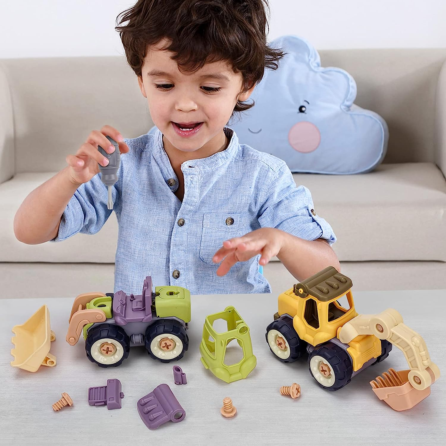 Take Apart Play Vehicles Set 4 PCS for Toddlers - Great Gifts for Boys image number 1