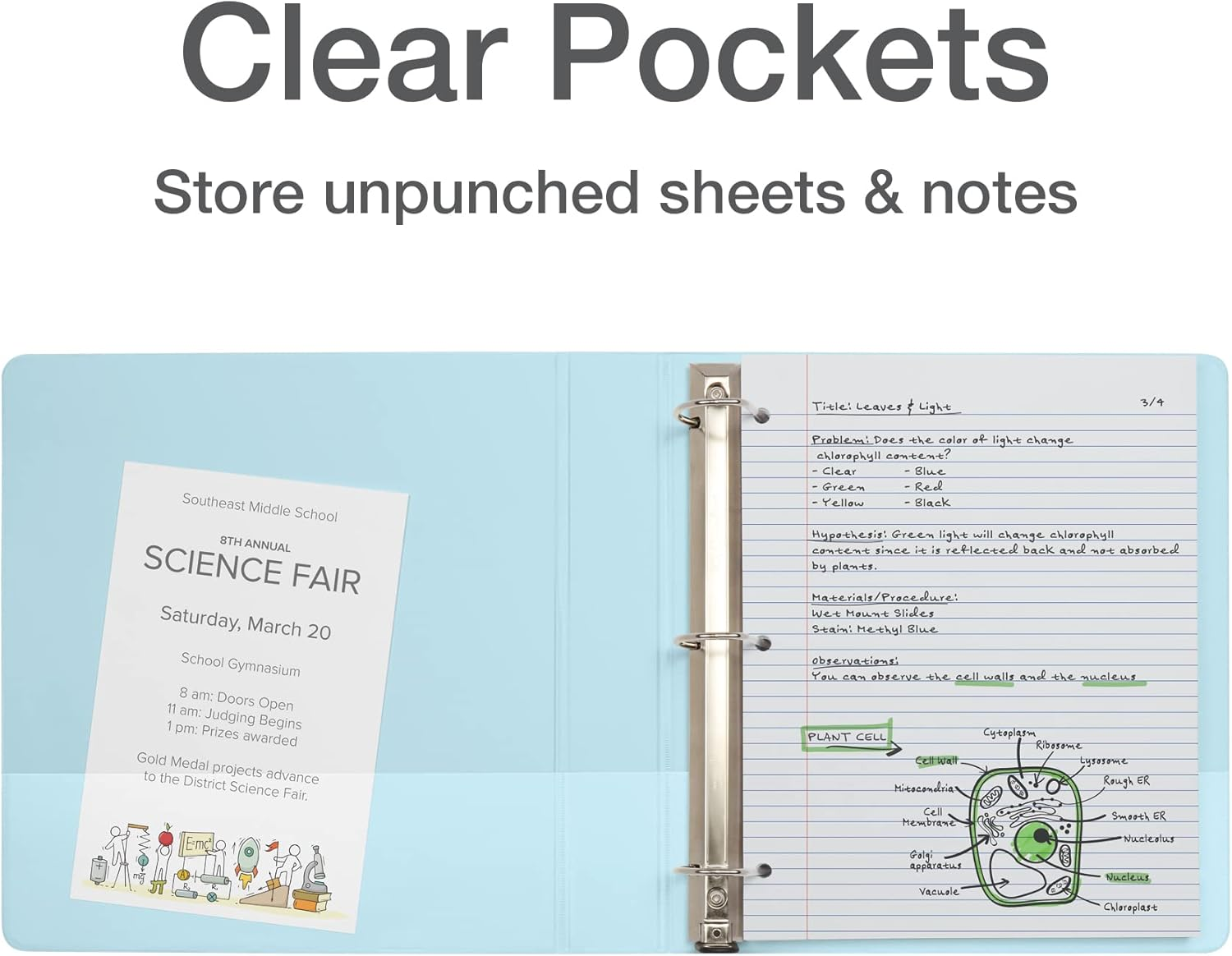 Oxford 3 Ring Binders, Binders for School, 1.5 Inch One-Touch Easy Open D Rings, 3-Sided View Binder Covers, Xtralife Hinge, Non-Stick, Pvc-Free, Natural Pastels, 375-Sheet Capacity, 4 Pack (79918) image number 1