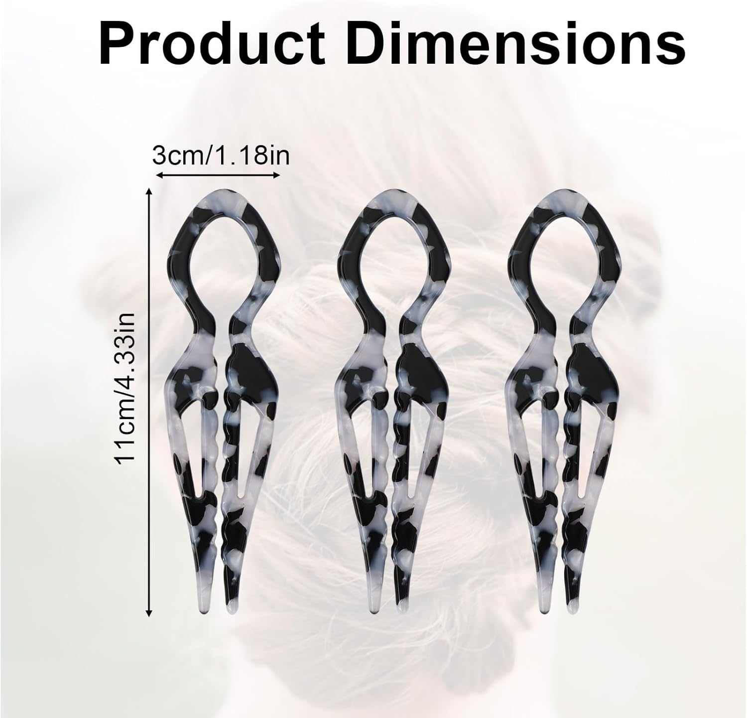 Fukaisu 3Pcs French Hair Pins for Women, French Hair Pins Magic U-Shaped Acetate Hairpin for Women Styling Accessories Christmas White Elephant Present (Leopard Beige)