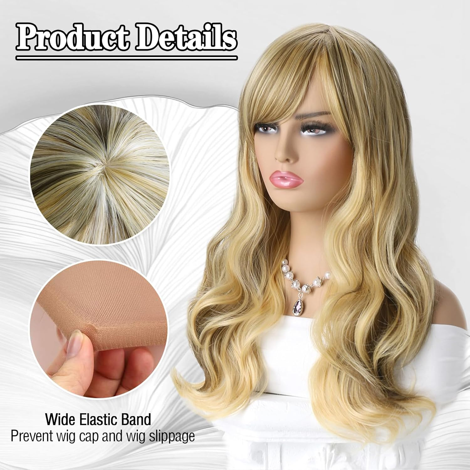 KUBDPQOR Women'S Blonde Wig - Charming Long Hair Wig, Irresistible Blonde and Elegant - Ideal for Everyday Use and Special Occasions image number 4