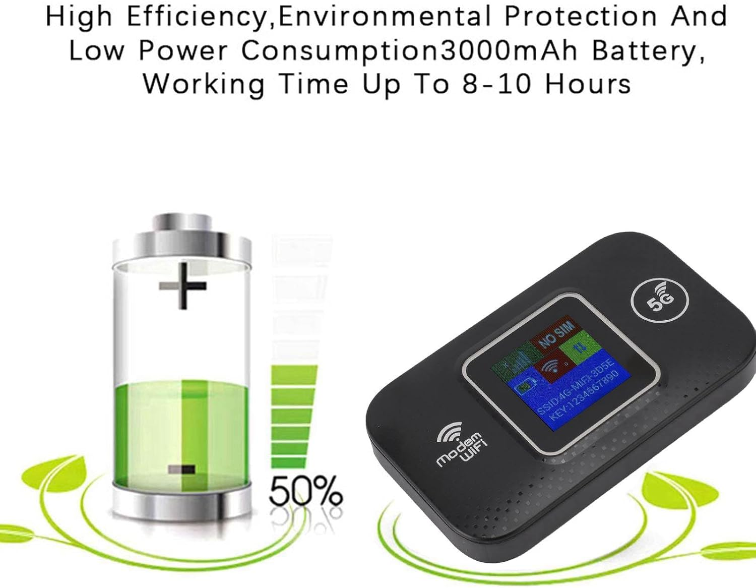 CHICIRIS 4G Portable Wifi Router, 4G LTE Portable Wifi Router Fast 300Mbps Sharing up to 10 Wifi Devices for Europe with LCD Display image number 3