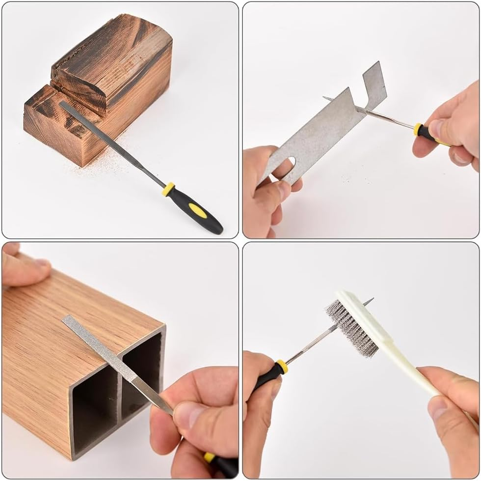 Veumoie 13PCS Needle Files Set,6 Diamond Files & 6 Steel File Sets and Cleaning Brush & Case with Handle image number 1