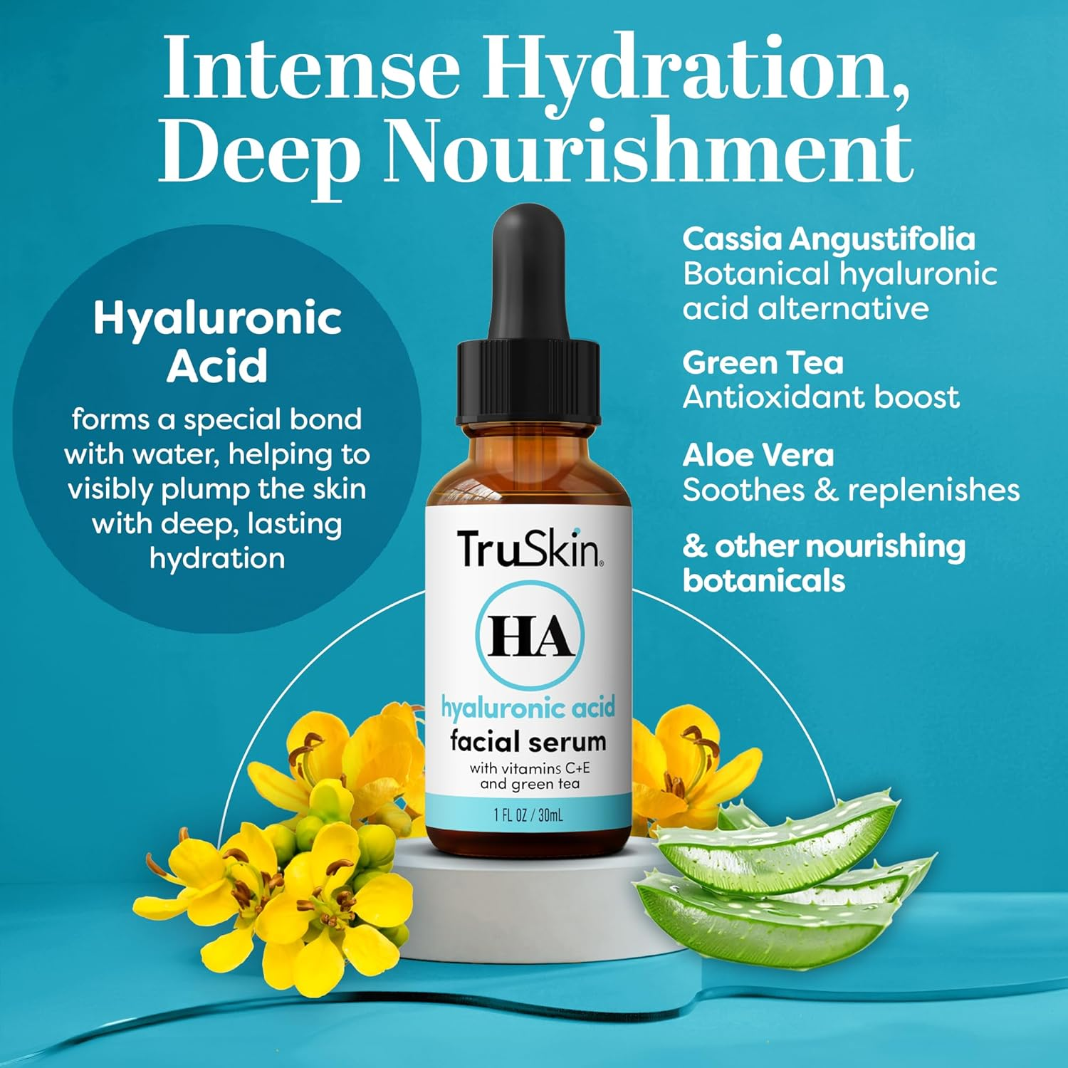Truskin Botanical Hyaluronic Acid Hydrating Face Serum, 1 Fl Oz. image number 3