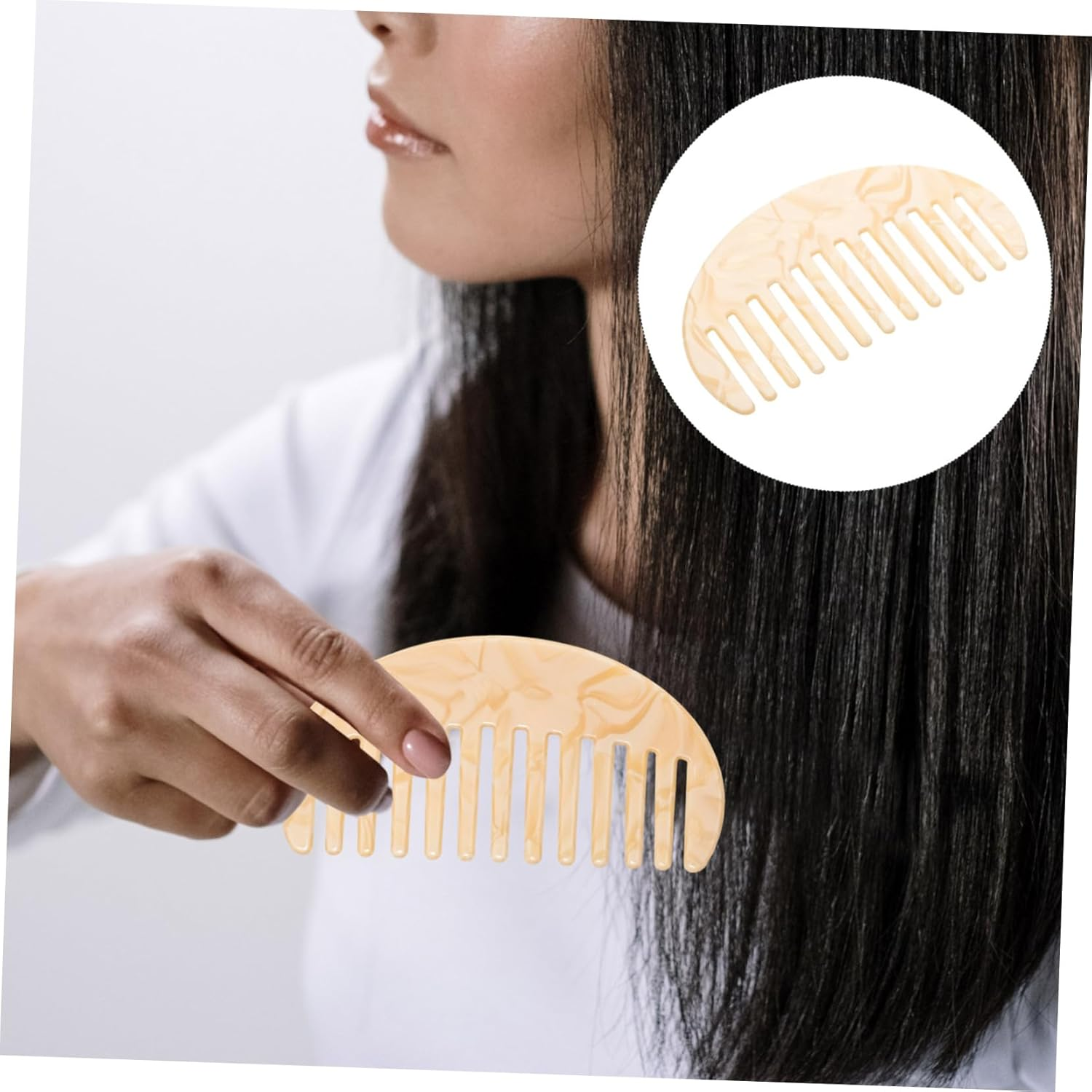 Healeved Static Comb for Curly Hair Detangler Comb Wide-Tooth Design for Easy Detangling for Shower Use Lightweight and Portable for Go Styling image number 6