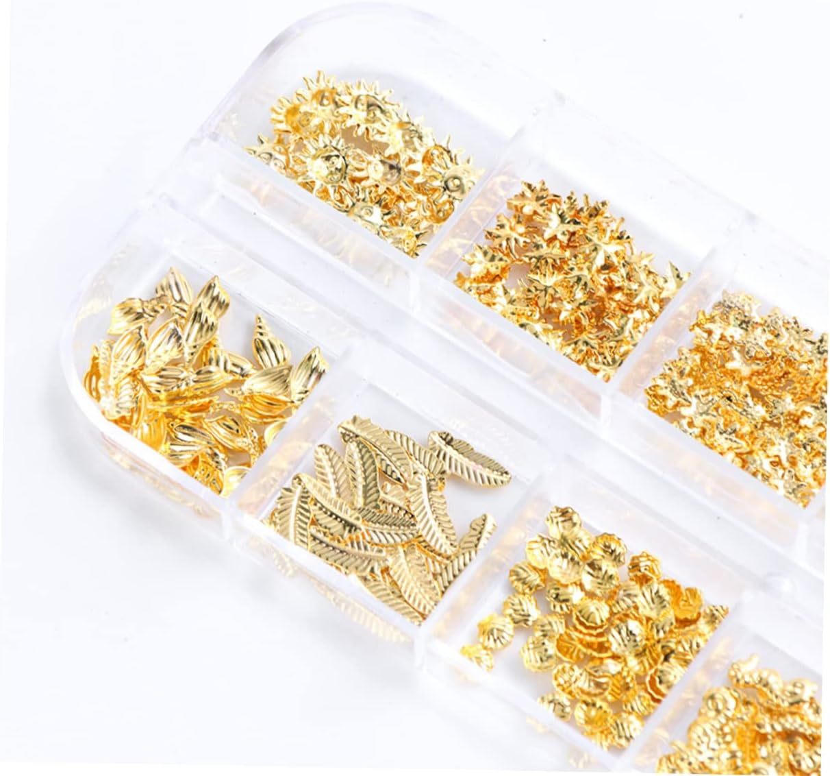 COMPUKAS Metal Nail Decals Gold Metal Nail Charms 50 Pieces Summer Manicure Accessories for Women image number 5
