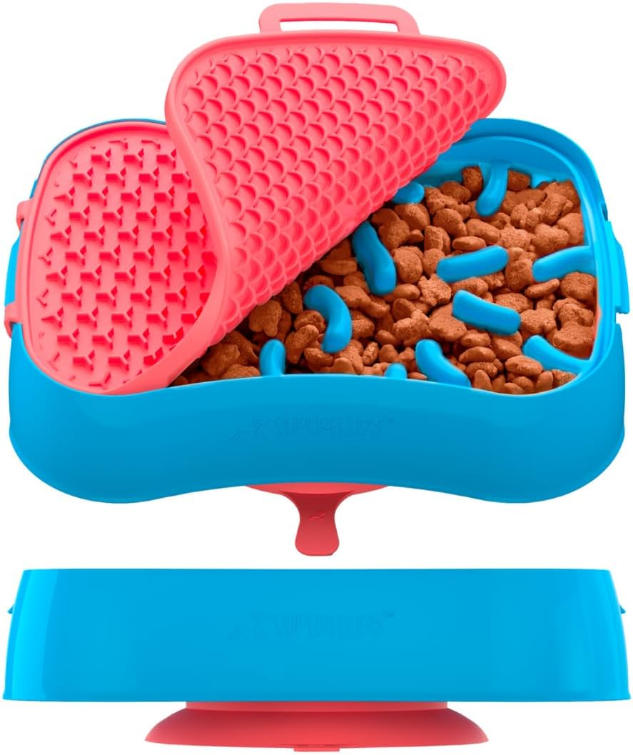 Super Feedy Slow Feeder Dog Bowls & Lick Mat - 4-In-1 Dog Bowl - Dog Slow Eating Bowl - Bpa-Free, Food Grade Silicone Slow Dog Feeding Bowl - Slow Eating Pet Bowl for Fast Eaters