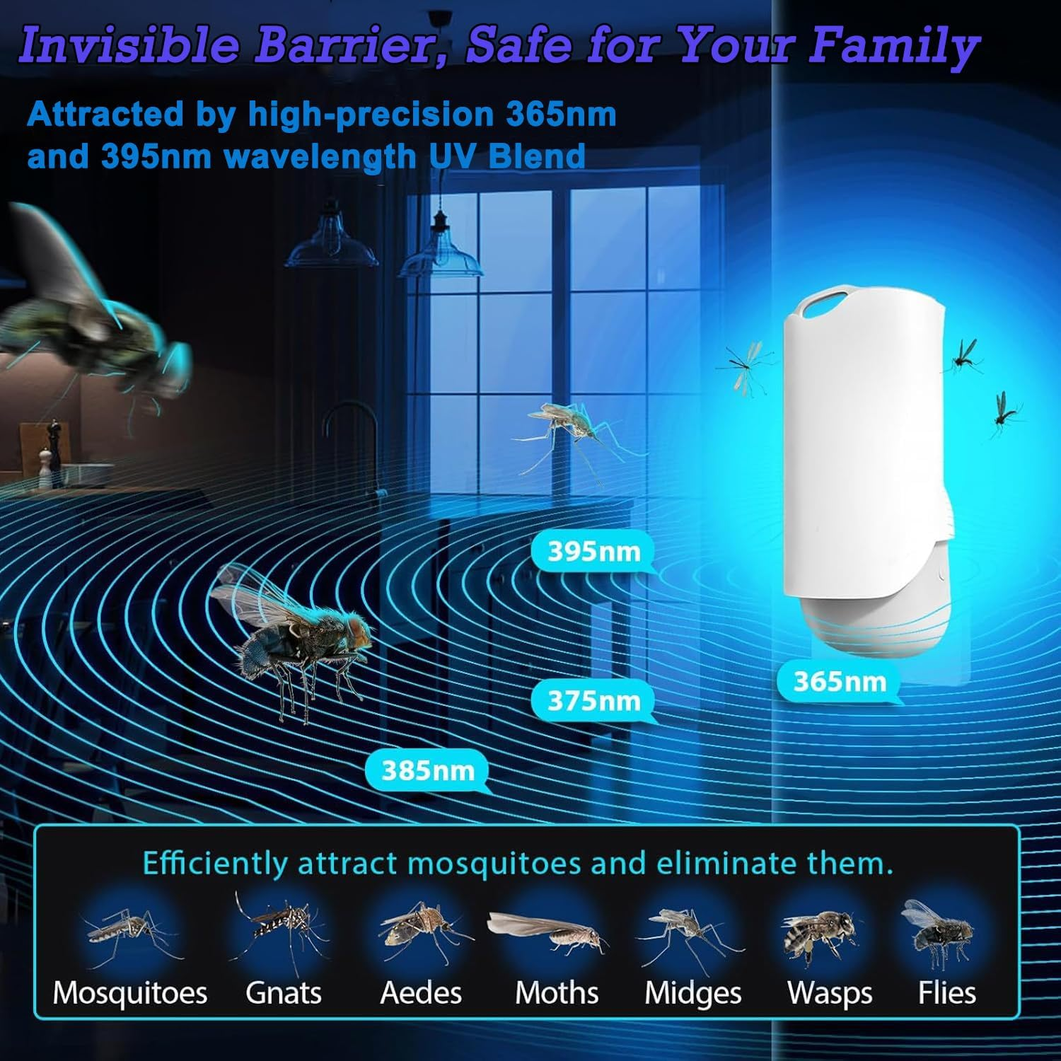 Wakouter 2 Pack Flying Insect Trap, Plug in Fly Trap, Bug Zapper with Night Light UV Attractant Catcher for Flies, Fruit Flies, Gnat & Other Flying Insects,2 Device + 10 Sticky Trap Boards (Grey-2Pcs) - Grey-1Pcs image number 7