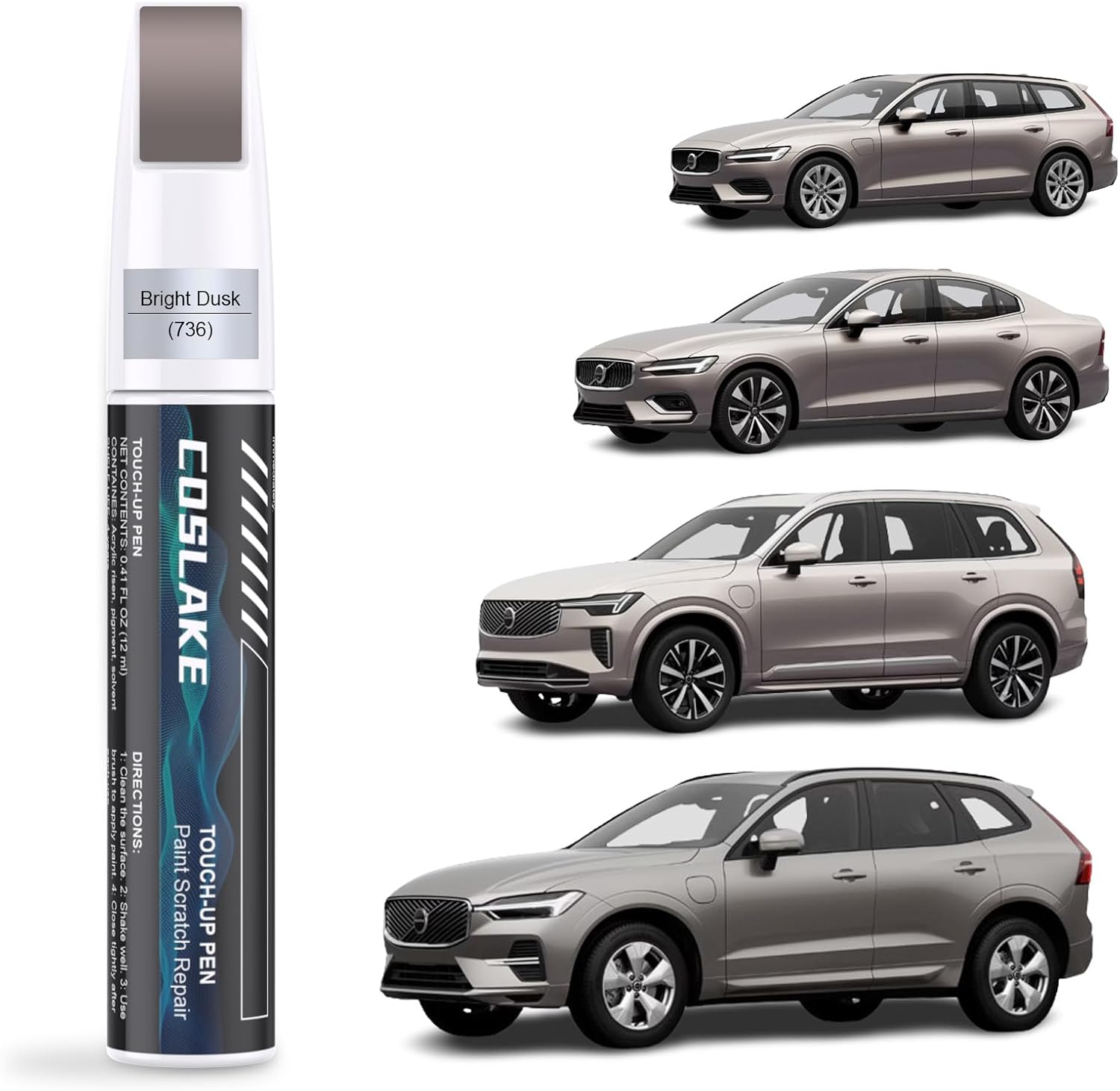Car Touch up Paint(Onyx Black(717)) for Volvo, Car Paint Scratch Repair Kit, Quick & Easy Solution to Repair, 2 in 1 Scratch Remover Pen with 2PCS Disposable Micro Applicators
