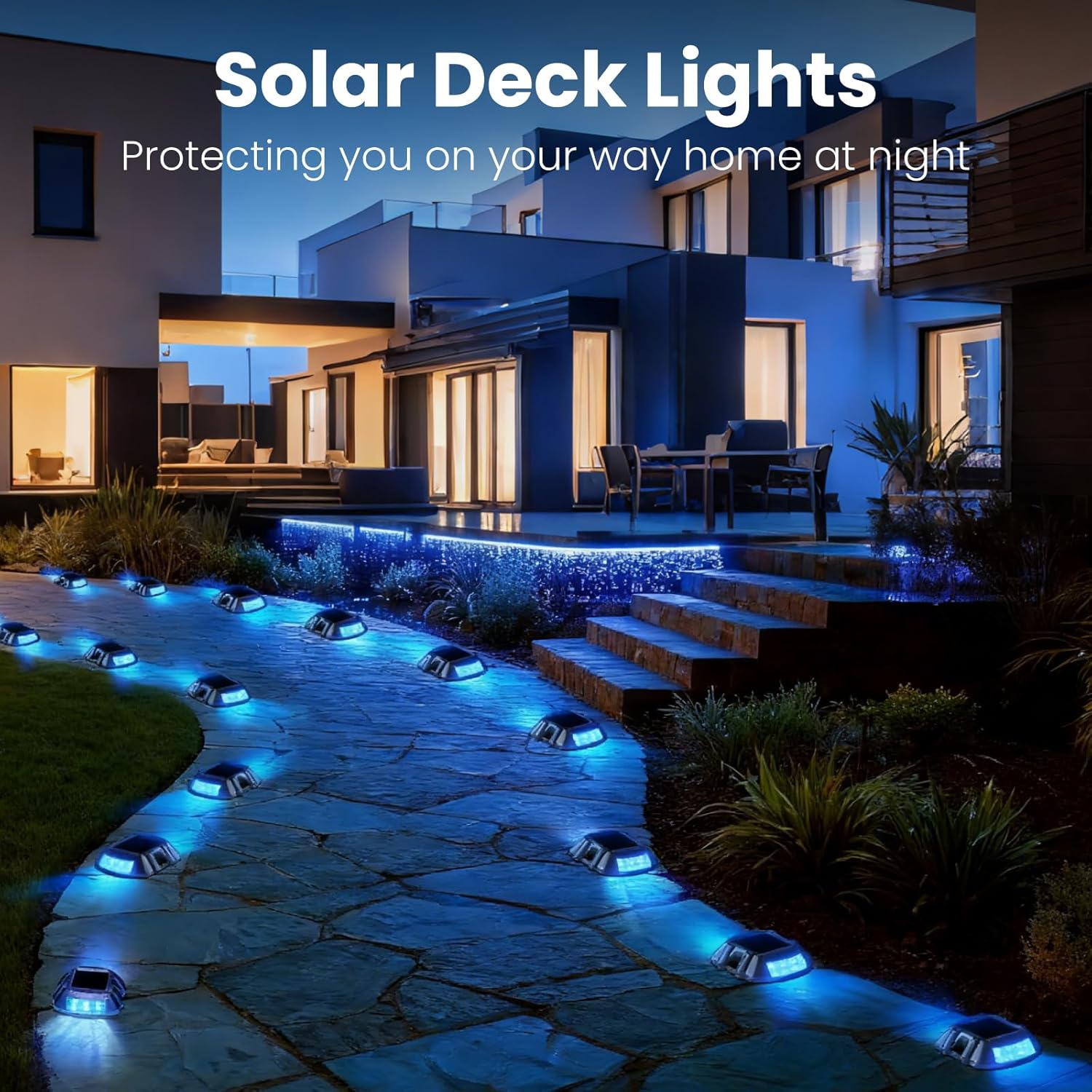 Brightark Driveway Lights, Driveway Solar Lights, Blue Solar Garden Light Deck Lights for Garden Step Sidewalk Stair Ground Pathway, 2 Pack image number 4