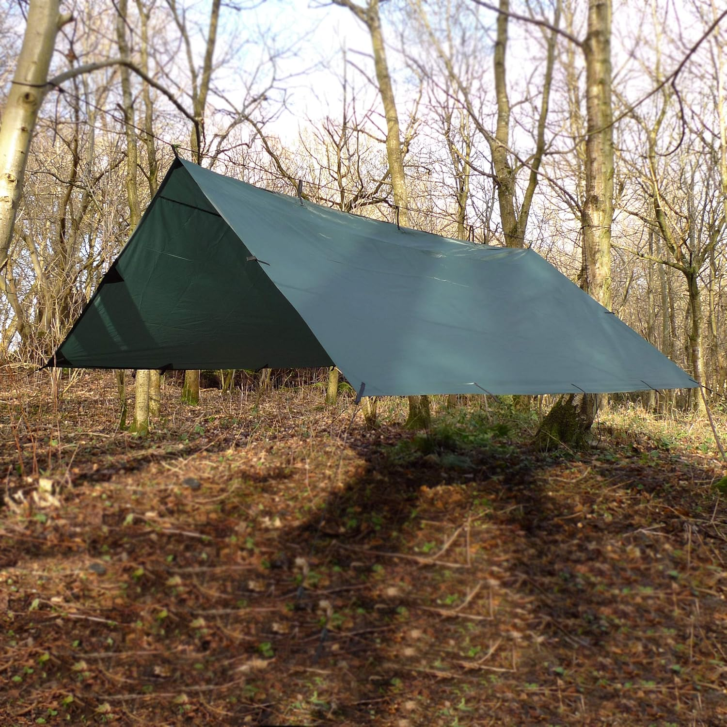 DD Hammocks Tarp 3.5 X 3.5 - Olive Green (11.5Ft X 11.5Ft) - 100% Waterproof - Lightweight & Multifunctional Large Rainfly Tarp Tent Shelter for Camping Bushcraft & Survival Adventure image number 3