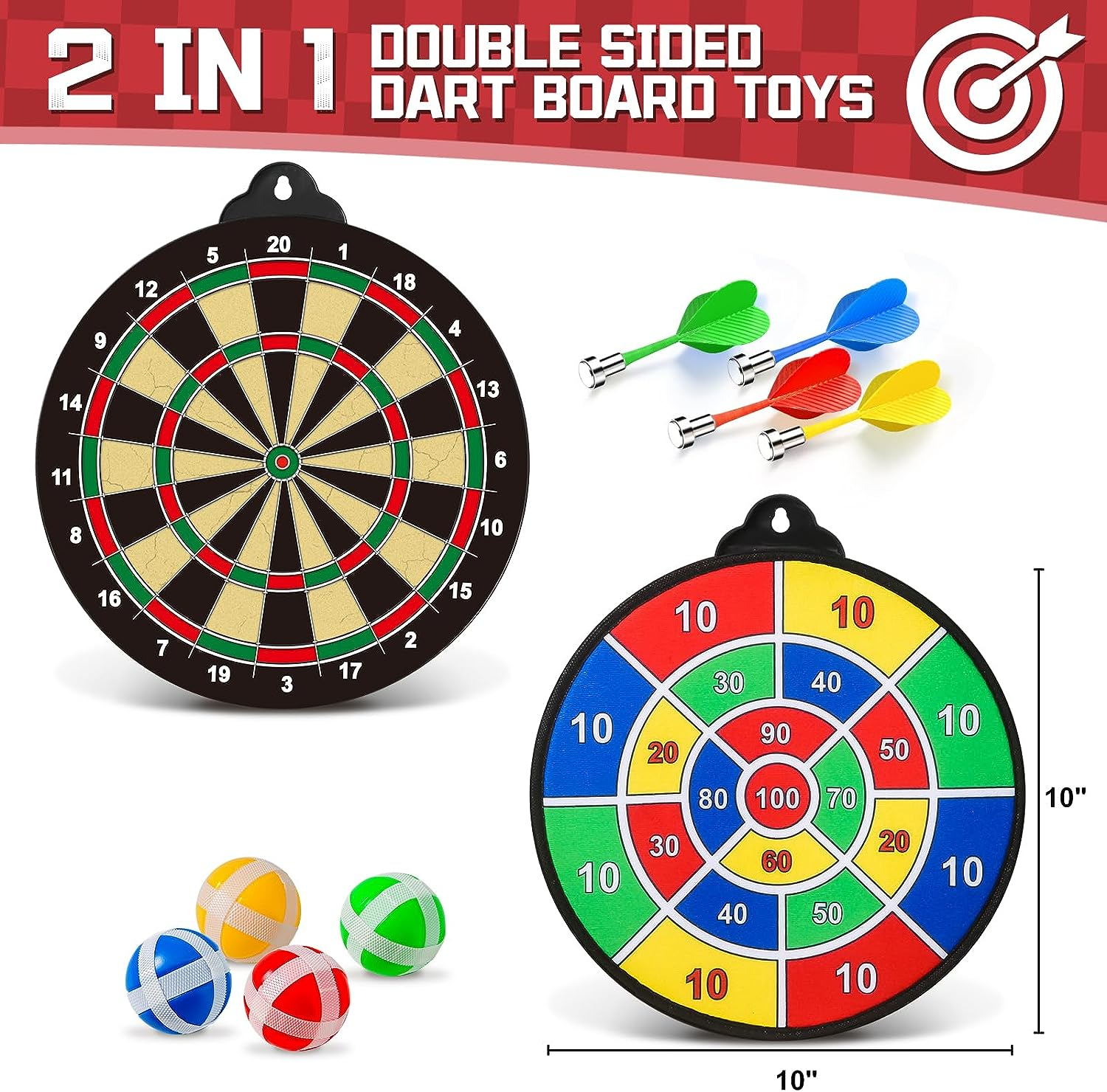 Olefun Dart Board Toys for Boys Age 8-12, 2 in 1 Magnetic & Felt Dartboard, Indoor and Outdoor Game for Kids, Ideal Birthday, for Age 8, 9, 10, 11, 12 Years Old image number 3