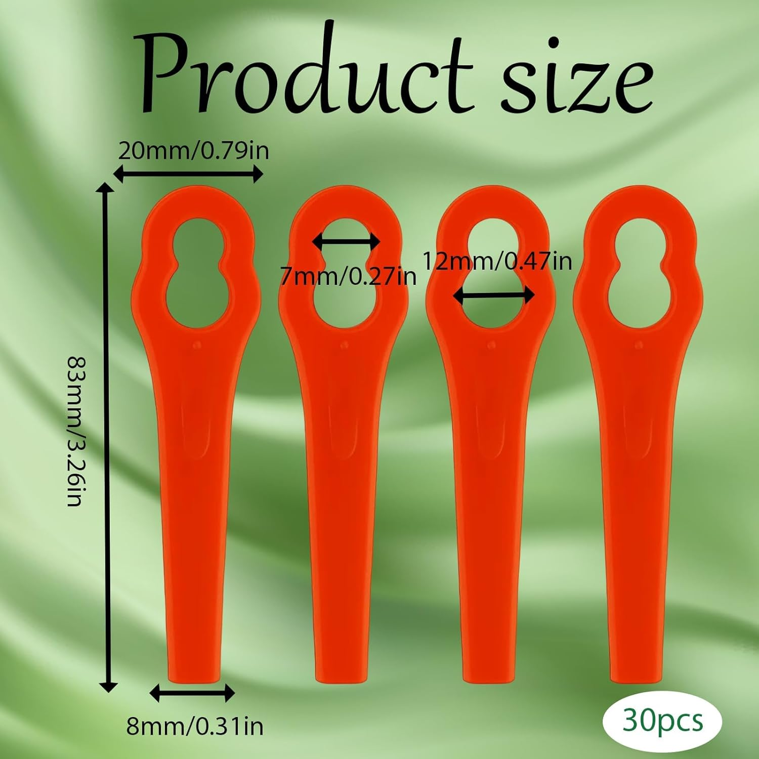 30 Pack Trimmer Blades for Ozito, Durable Plastic Replacement Blades for Garden Trimmers, 8.3Cm X 2Cm Large Hole Design, Suitable for Lawn Maintenance and Weed Control