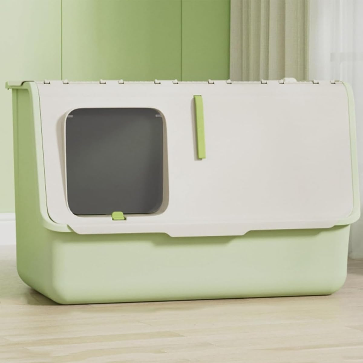 AIMALL 1Pc Fully Enclosed Cat Litter Box 23.6In for Large Cats up to 20Kg Anti-Odour Easy Clean Design with Adjustable Entry image number 3