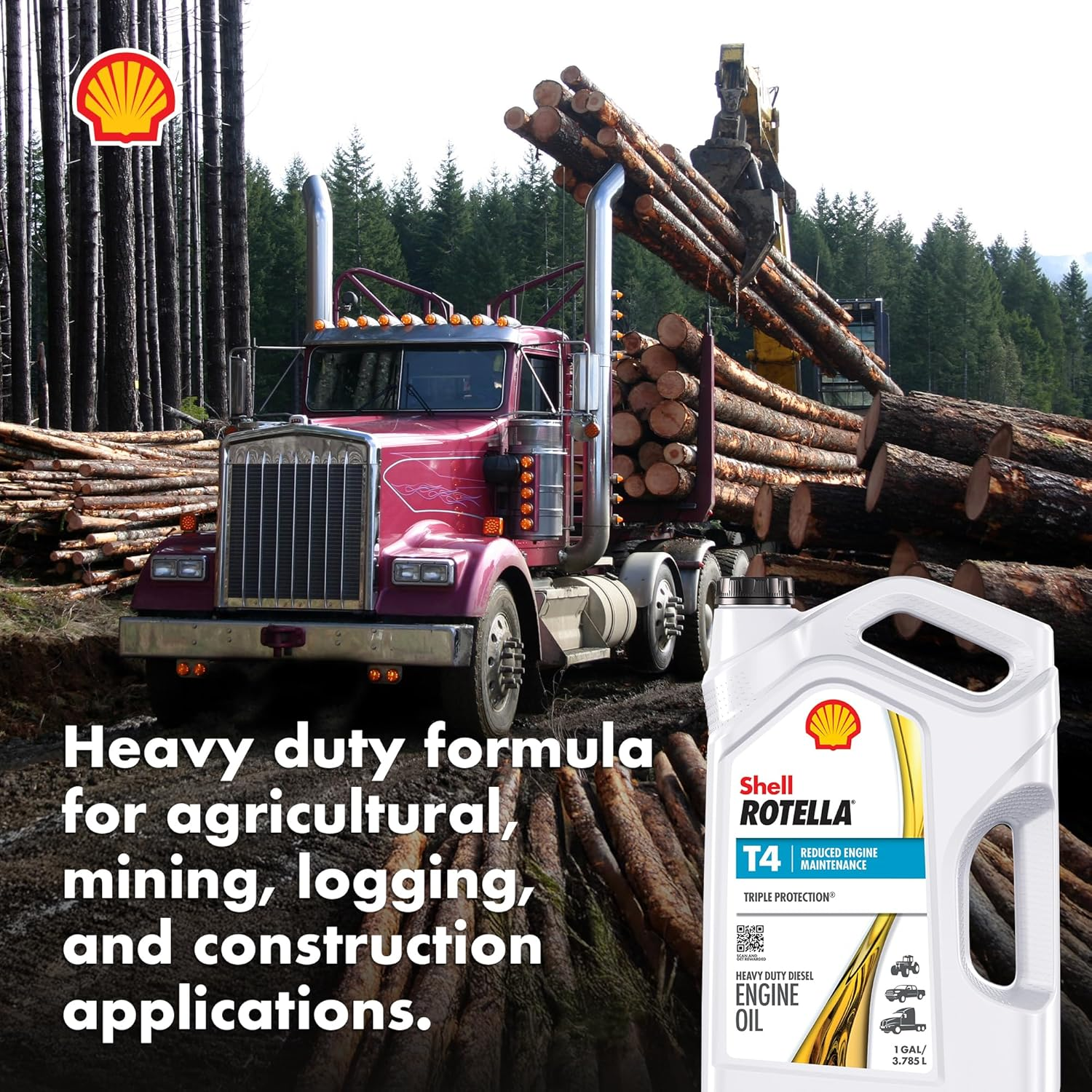 Shell Rotella T4 Triple Protection Conventional 15W-40 Diesel Engine Oil (1-Gallon, Case of 3)