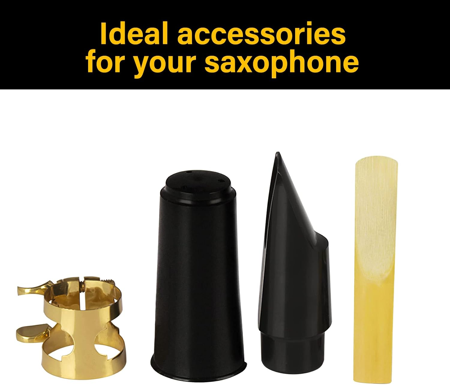 Balee 5C Soprano Saxophone Mouthpiece with Clamp, a Reed and Plastic Cap for Wind Instrument Accessory Replacement for Professional and Beginner Saxophone Players (Soprano Saxophone)