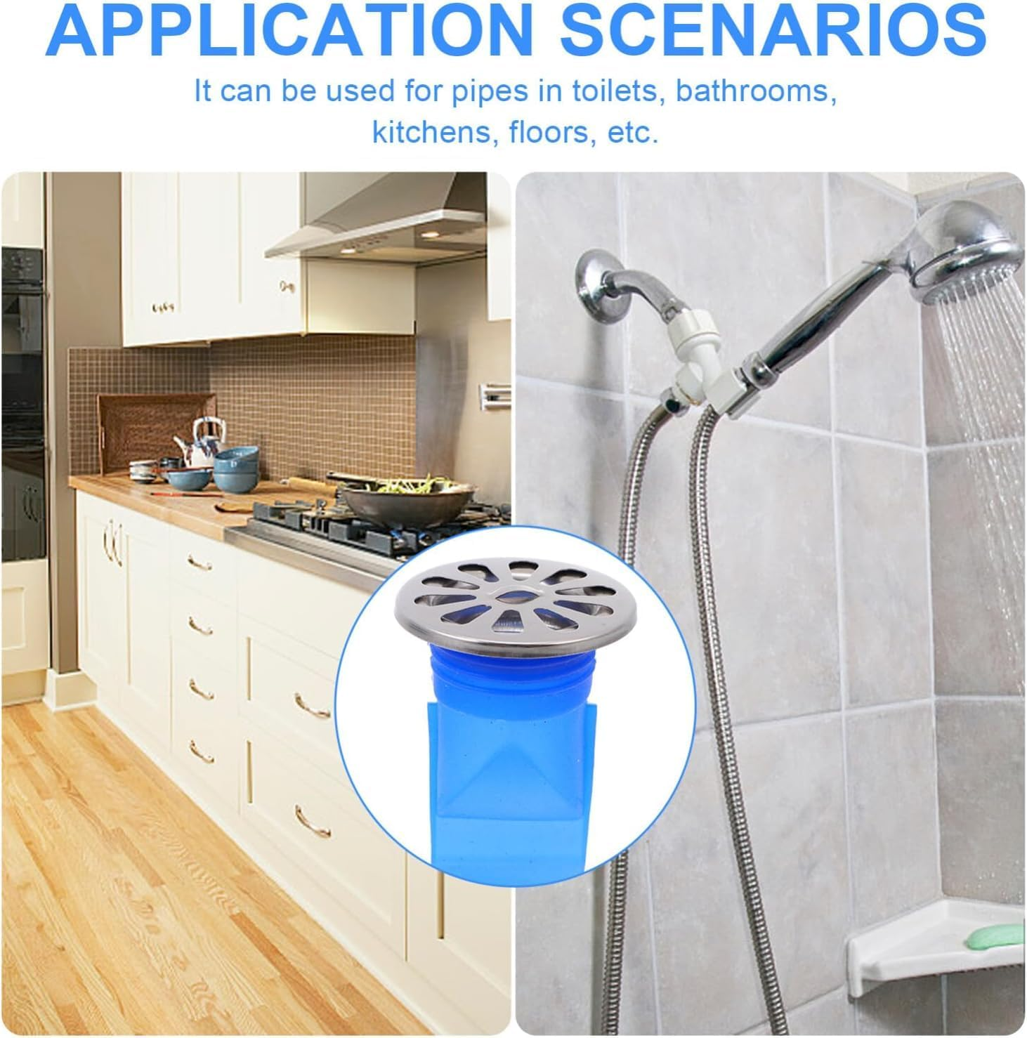 Stainless Steel Floor Drain Odor Proof Core, Drain Backflow Preventer, One Way Drain Valve Sewer Core for Toilet Bathroom Kitchen Tubes Stainless Steel Sink Showerhead Filter (Blue, One Size) image number 2