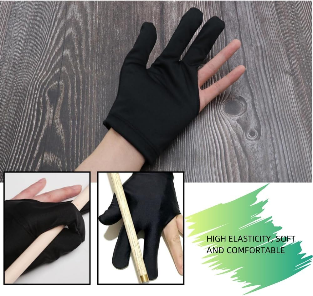 10PCS Billiard Gloves Black Both Hands Suitable Snooker Pool Gloves image number 4