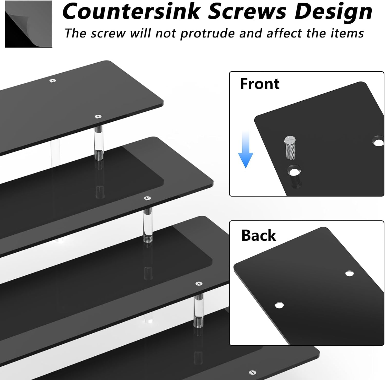 Acrylic Riser Display Stand, Black 4 Tier Cupcake Stand Display Risers Shelf Perfume Cologne Organizer Compatible with Funko Pop Food Dessert Makeup Skincare Cosmetics Lotion Organizer (1 PACK) image number 4