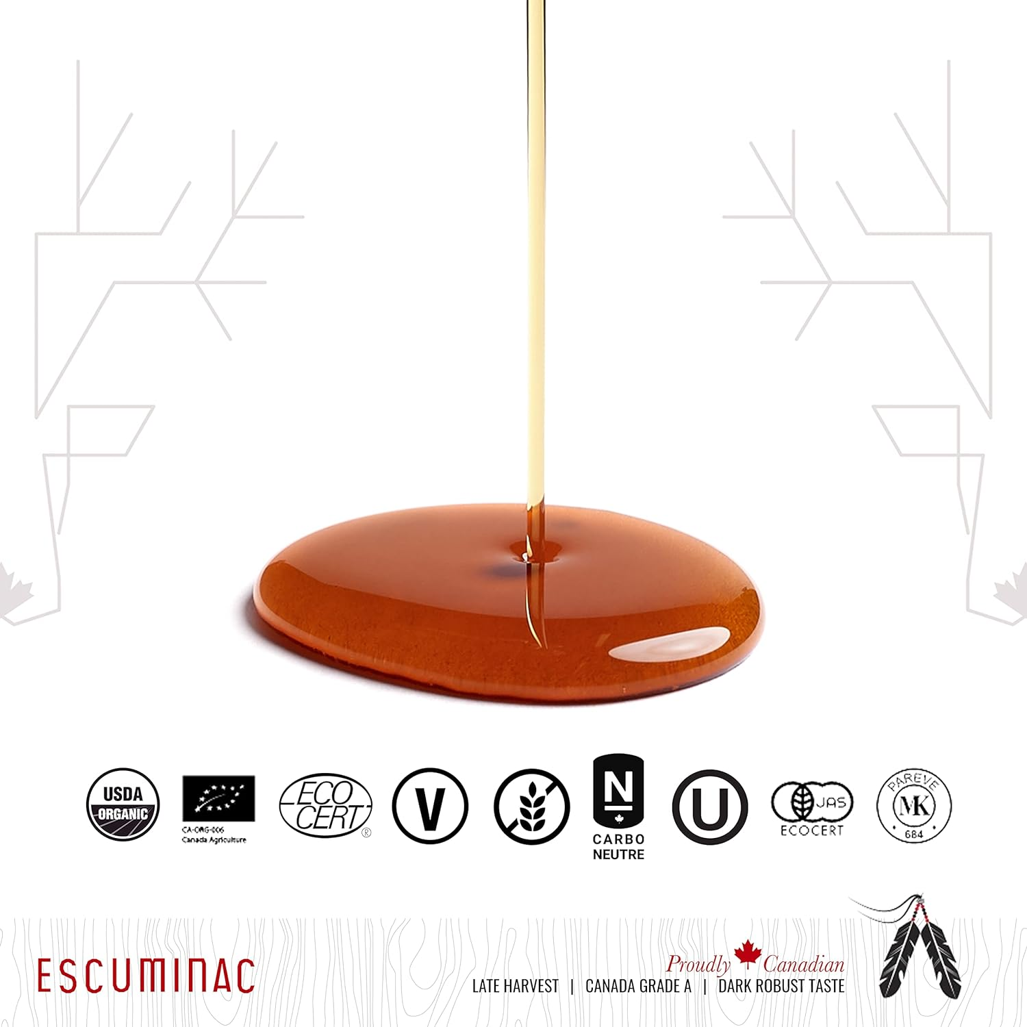 Pure Canadian Maple Syrup by Escuminac Maple Farm. Family Size Format. (33 Fl Oz) 1L. Canada Grade A, Robust Taste, Late Harvest. 100% Organic, Single Origin, Bottled by the Maker. image number 4