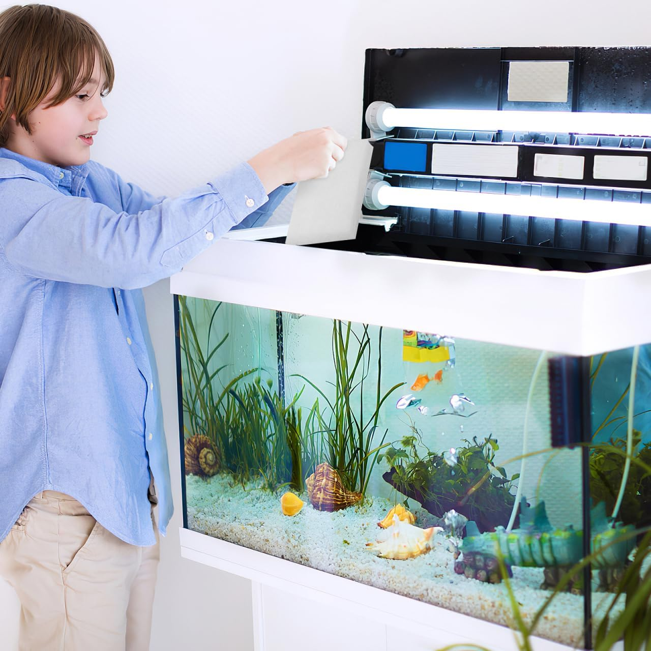 Garneck 20L Aquarium Filter Floss and Sponge Pad Set - Fish Tank Filter Media for Optimal Filtration 1M X 30Cm for Freshwater and Saltwater Aquariums image number 5