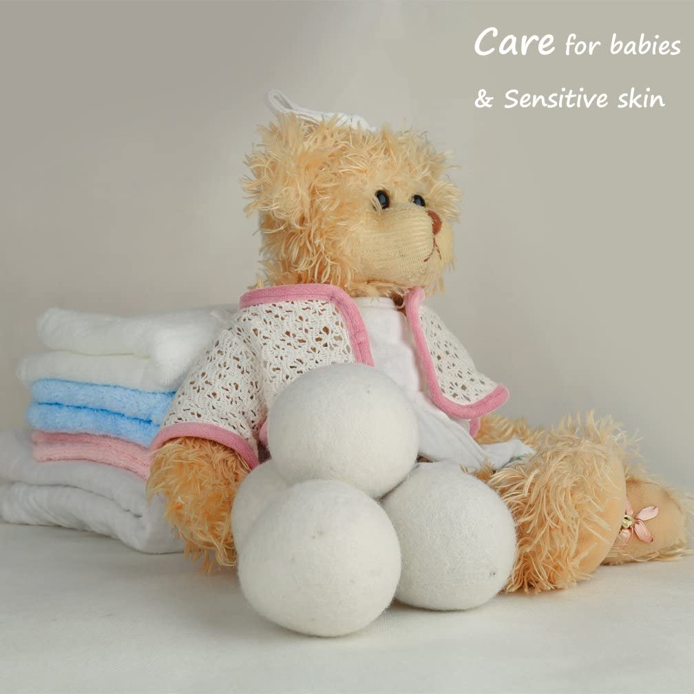 Wool Dryer Ball XL, Organic Eco Premium 100% Natural Fabric Laundry Softener, Shortens Drying Time, Reusable, Reduce Wrinkles and Static Cling, Handmade with 100% New Zealand Wool (Wool Dryer Balls Pack of 6)