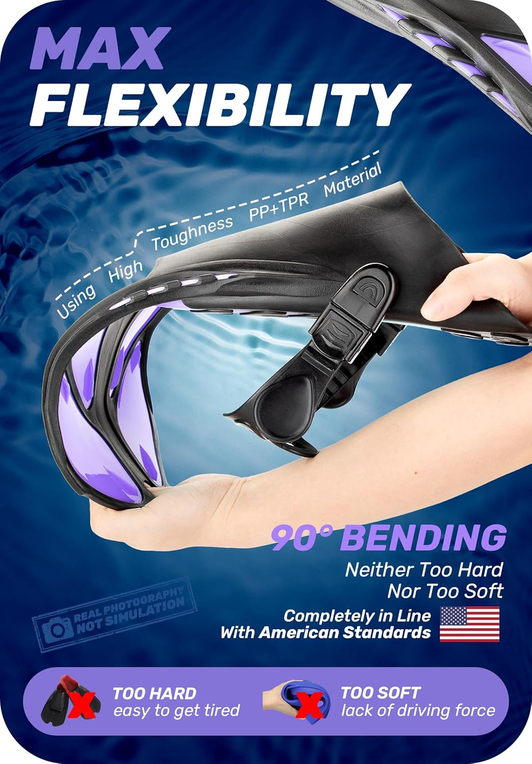 CAPAS Snorkel Fins, Swim Fins Travel Size Short Adjustable for Snorkeling Diving Adult Men Women Kids Open Heel Swimming Flippers image number 2