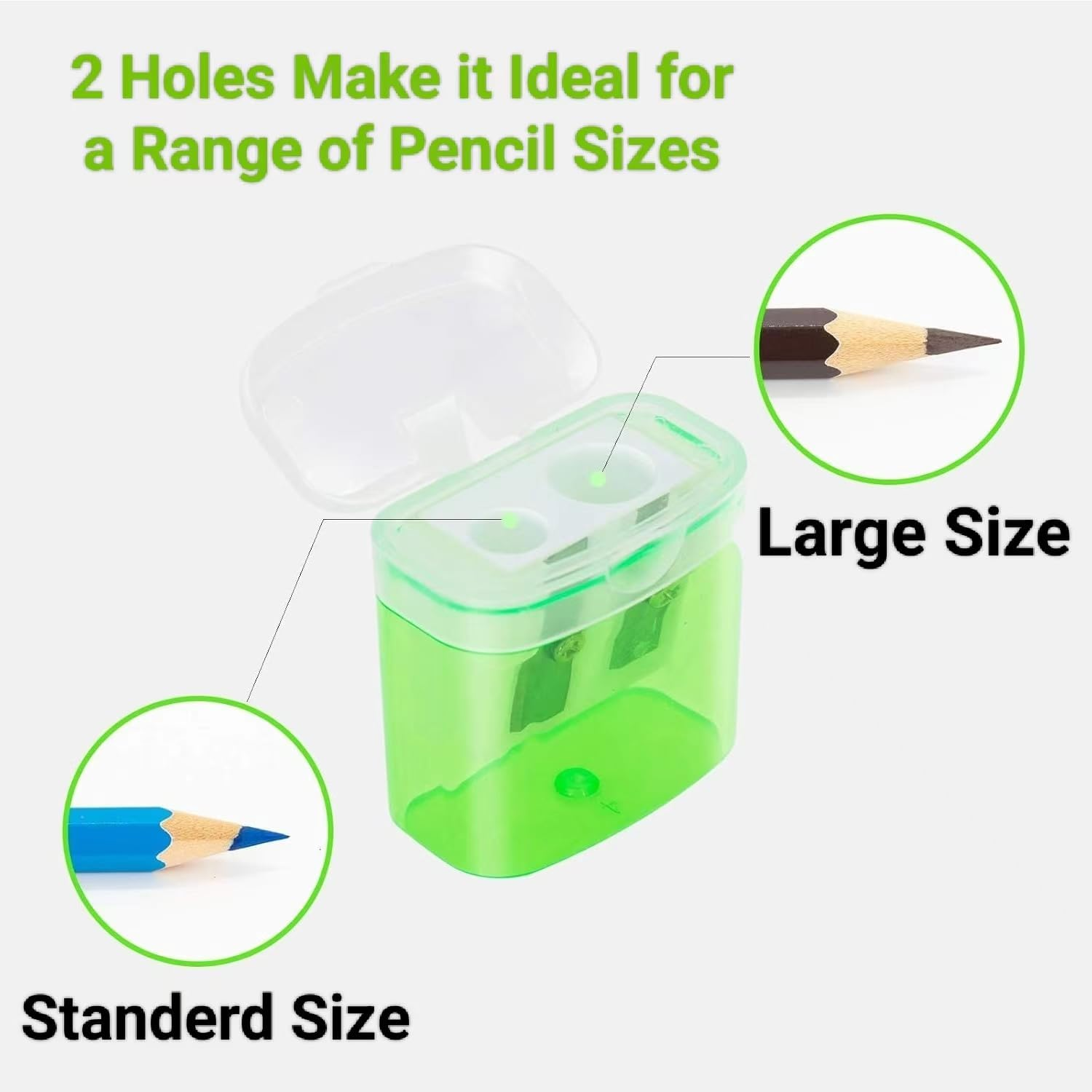 TOOGABBIE 8 Pcs Pencil Sharpeners,Pencil Sharpeners Manual,Dual Holes Compact Colored Handheld Pencil Sharpener for Kids with Lid Adults Students School Class Home Office (Covered)