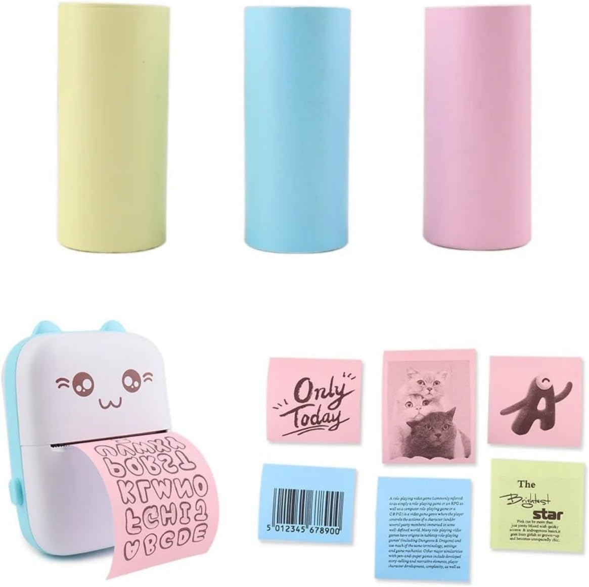 YC-GREHUN 10 Rolls of Kids Instant Camera Print Filler Paper 2.2 X 1-Inch Camera Print Paper Photo Printer Kids Instant Camera Print Paper, Candy Color image number 3