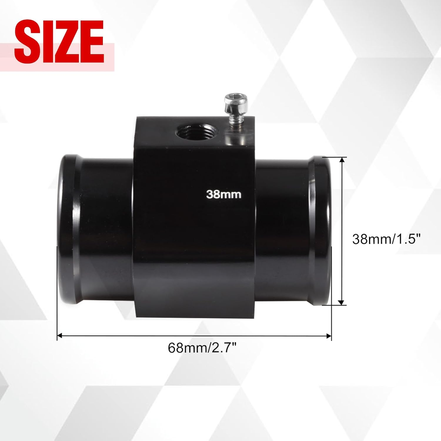 Aluminum Water Temperature Joint Pipe Connector 38Mm 1-1/2" Radiator Hose Sensor Gauge Adapter with 2 Hose Clamps Water Temp Meter Gauge Joint Pipe Temperature Sensor Adapter image number 1