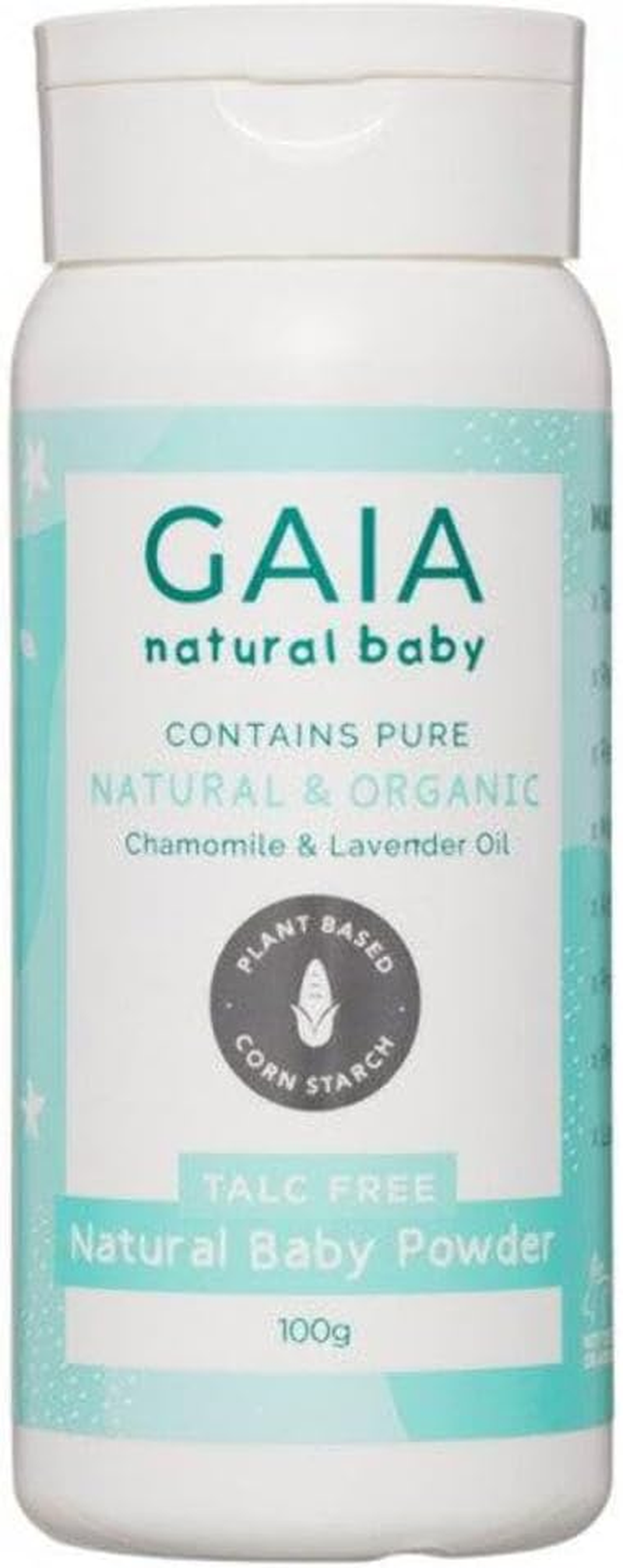 Gaia 100G Natural/Pure/Organic Baby Powder Vegan Friendly/Talc Free Cornstarch