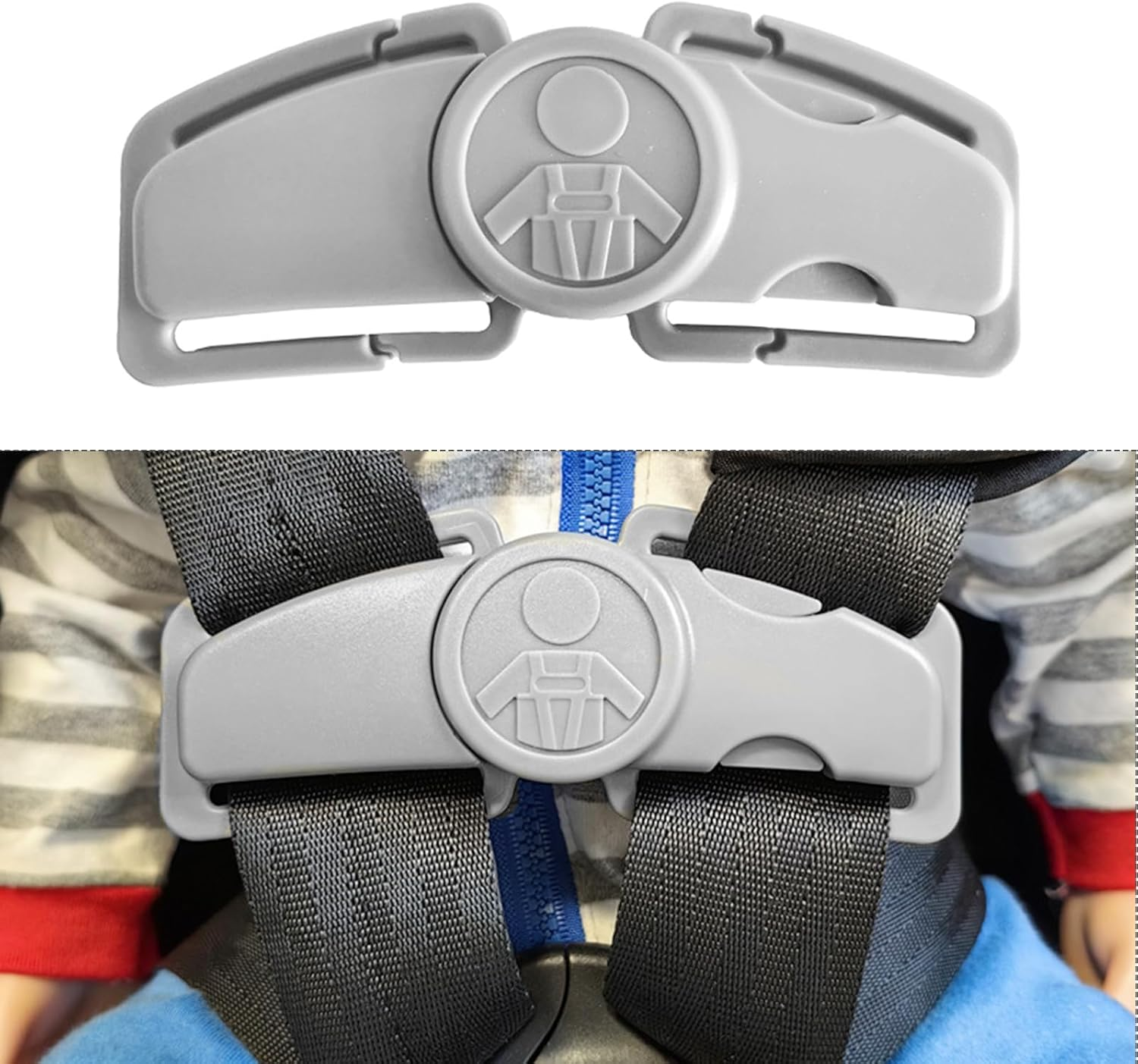 Zurligi Car Seat Chest Harness Clip, Universal Baby Car Seat Safety Belt Buckle, Adjustable anti Escape Chest Strap Clip for Kids Toddlers Children (Gray) image number 4