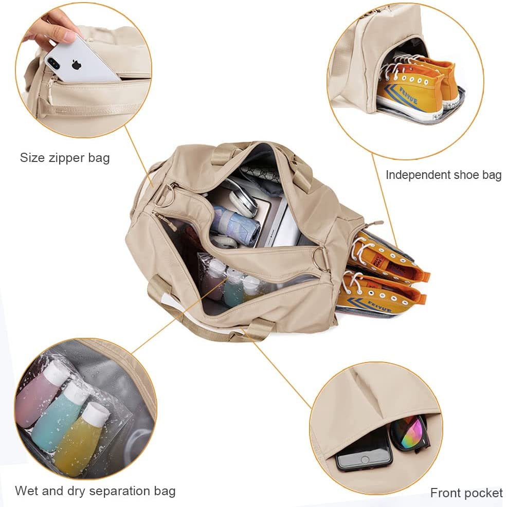 Small Gym Bag for Women and Men, Workout Bag for Sports and Weekend Getaway, Waterproof Dufflebag with Shoe and Wet Clothes Compartments image number 3