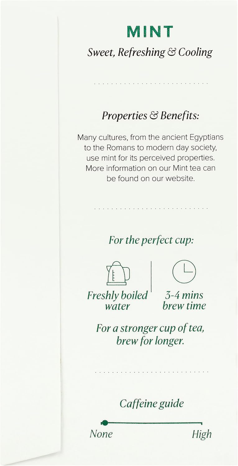 96&deg; Mint Tea - 20 Pyramid Tea Bags X 3 Boxes, Individually Wrapped, Refreshing, Sweet and Cooling, Biodegradable Plant-Based Bags (60 Bags)