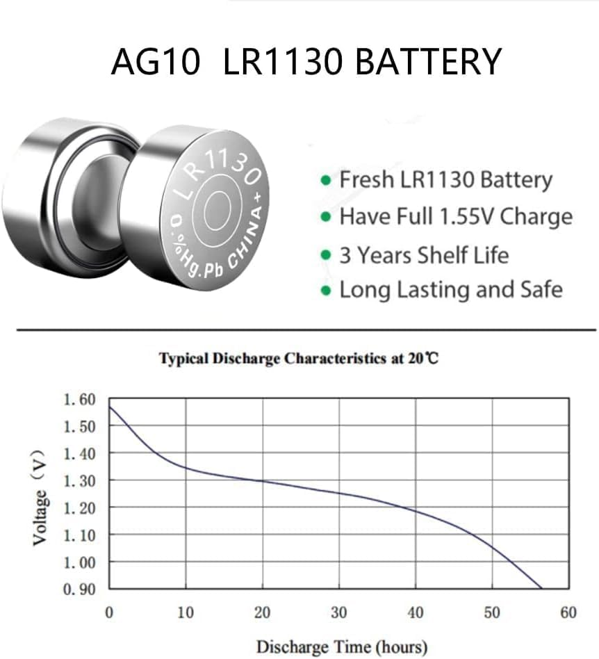 30Pcs LR1130 High Capacity AG10 Batteries 1.5V Alkaline Button Coin Cell Batteries SG10 389 189 Premium Alkaline Battery image number 4