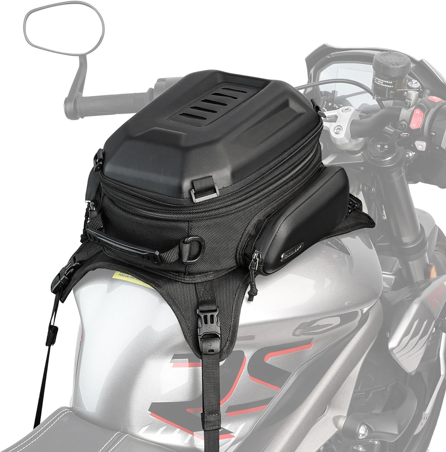 Rhinowalk Motorcycle Bag Hard Shell Waterproof Expandable 15-18L Matte Black