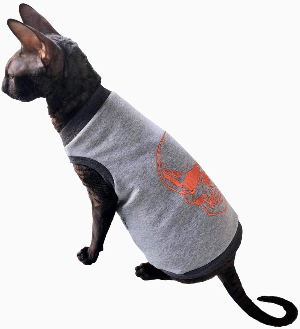 Kotomoda Cat WEAR Sphynx Cat'S T-Shirt Orange Scull # 2 (M)