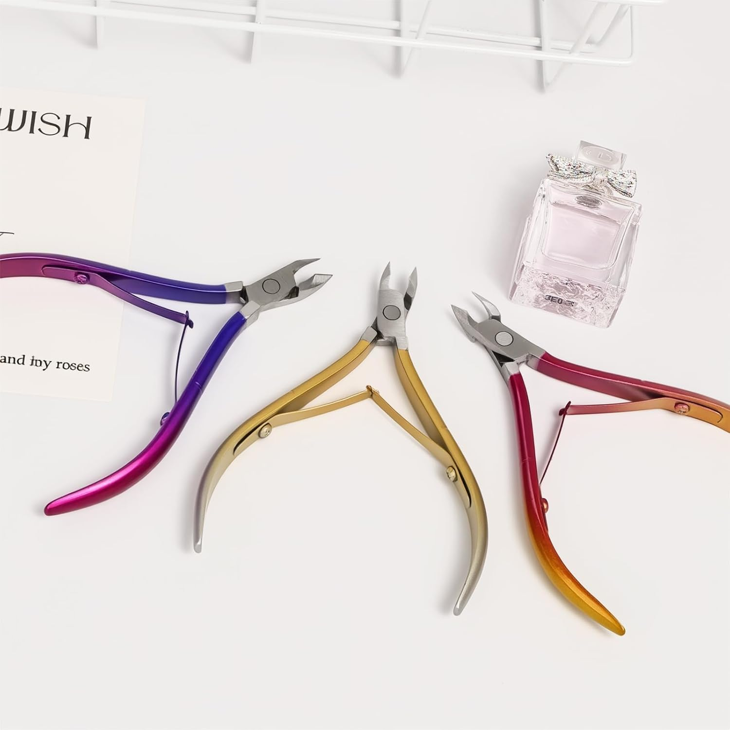 Cmetta Cuticle Nipper, Polished Coated Durable Trimmer, Nail Clipper with Fine Edge, Comfort Grip Cuticle Cutter and Remover Tool Kit for Nail Care (Rose 1-PACK) - A1-Yellow image number 4